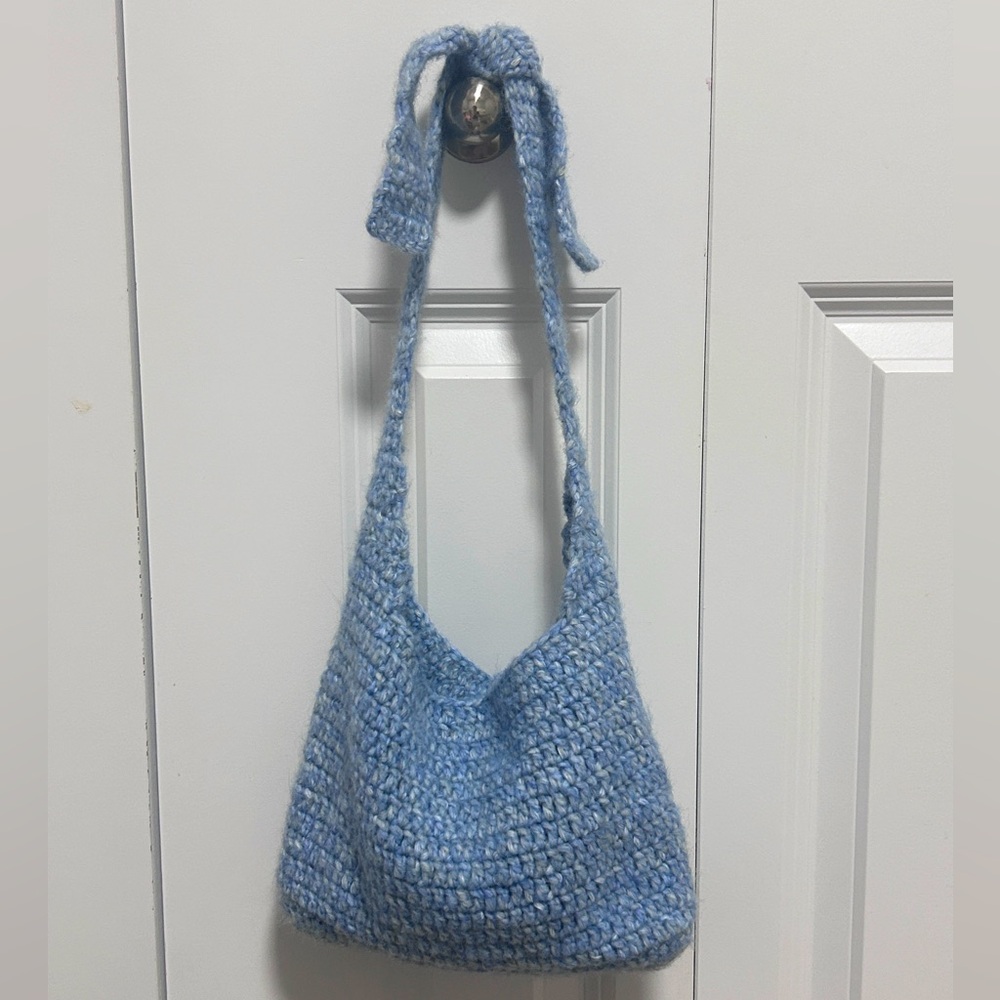 Handcrafted Blue Crochet Shoulder Bag